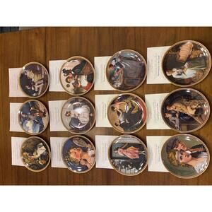 Set of 12 Norman Rockwell Collector Plates with Certif of Authenticity (MR003)